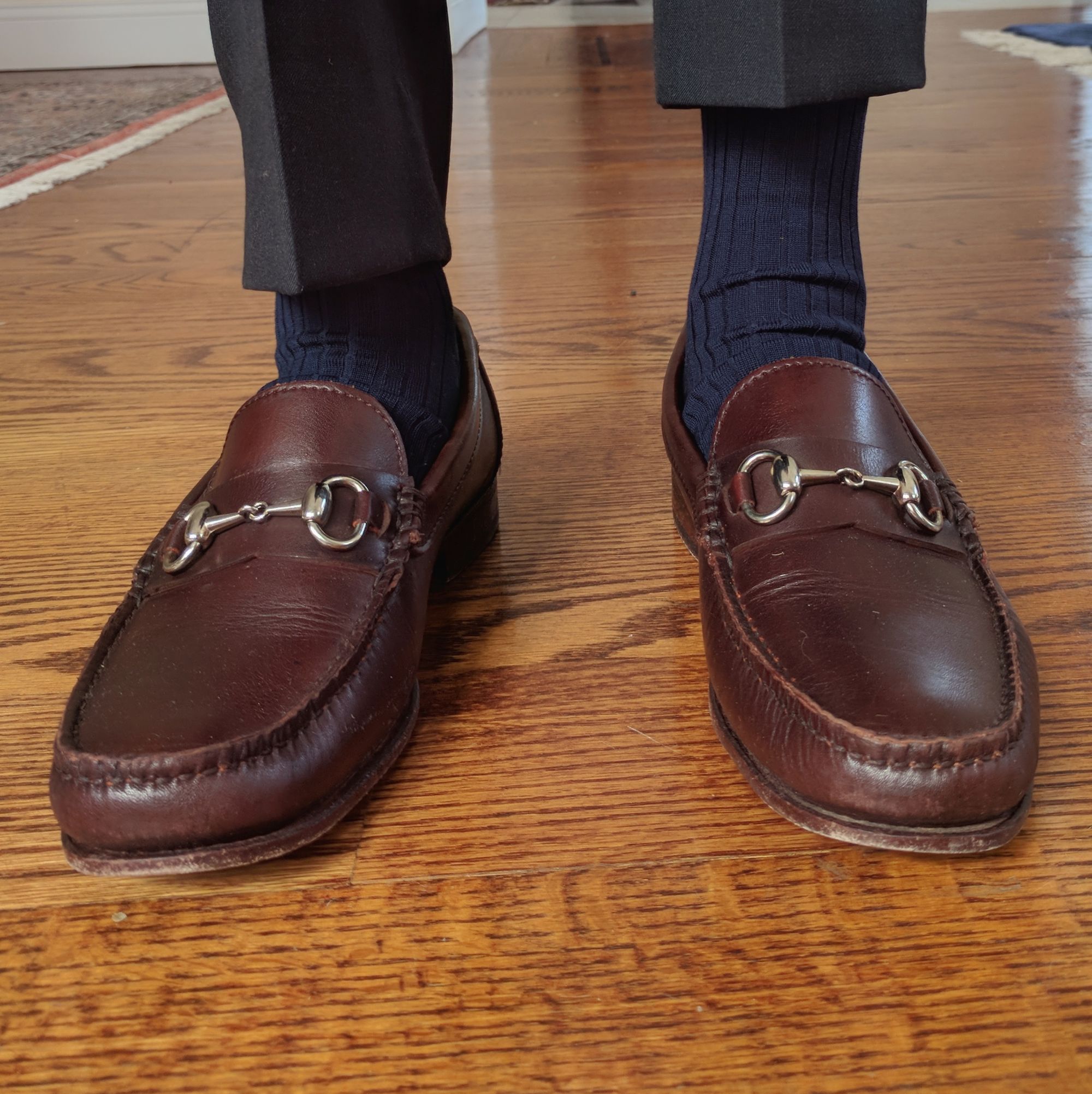 horsebit loafers with suit